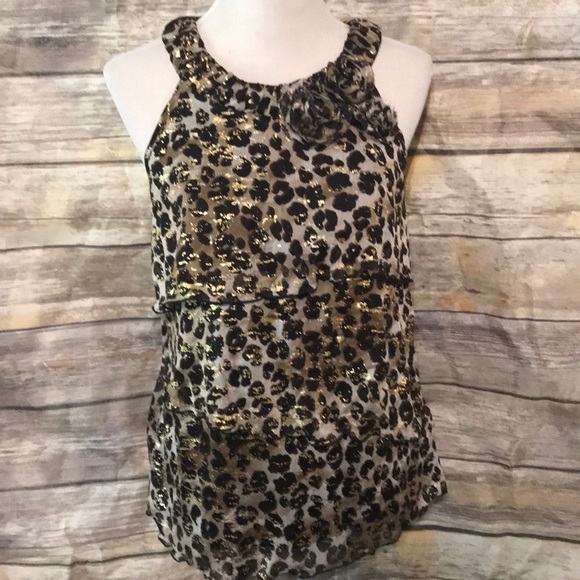 Iz Byer Tops - Leopard print tiered tank